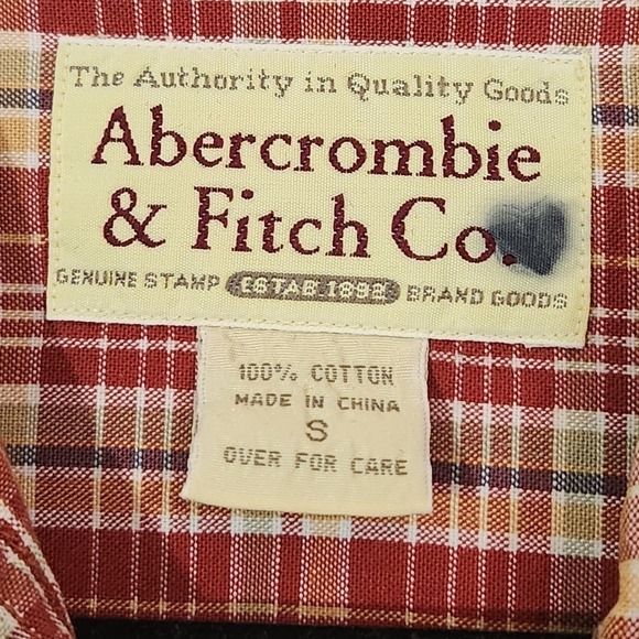 Abercrombie Fitch Co Women's Small Red Cotton Long Sleeve Collar Button Plaid - Picture 6 of 7